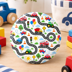Cute Transportation Cars boy 1st Birthday Button