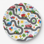 Cute Transportation Cars  boy 1st Birthday Paper Plates