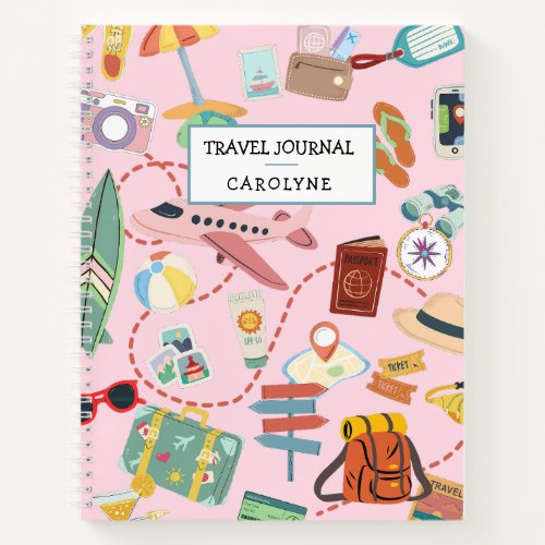Cute Travel Journal Custom Text