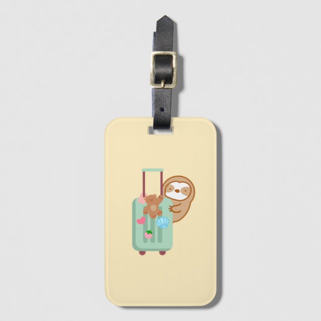 Cute Travel Sloth Luggage Tag (Front Vertical)