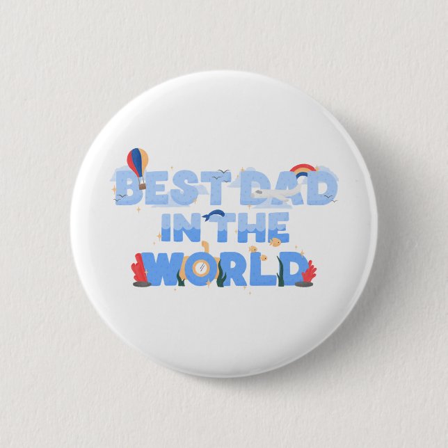 Cute Travel Theme Father  Button (Front)
