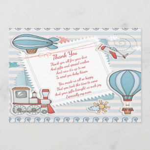 Cute Travel Themed Baby Boy Shower Thank You