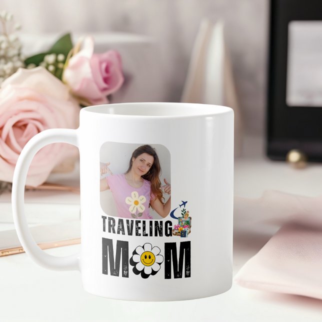 Cute Traveling Mom, Airplane Suitcase,Custom Photo Coffee Mug (Creator Uploaded)