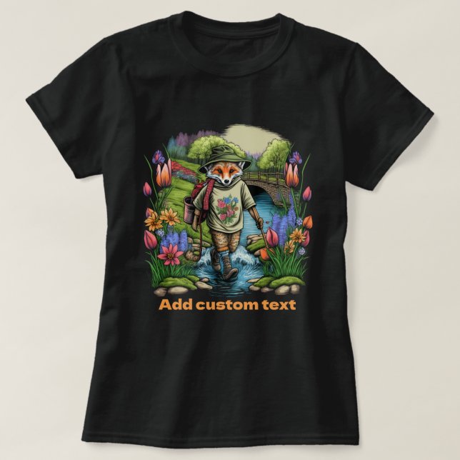 Cute Traveller Fox wildflower, Fox Lovers T-Shirt (Design Front)