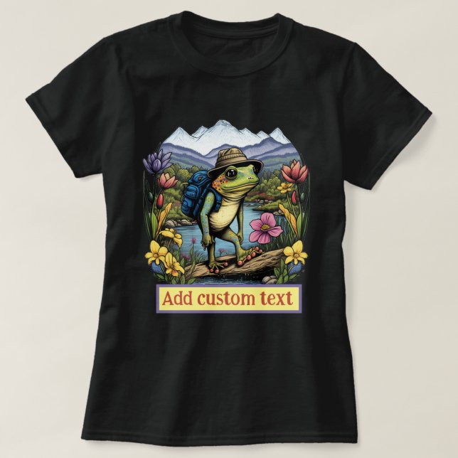 Cute Traveller frog hippie forest, Toad Lovers T-Shirt (Design Front)