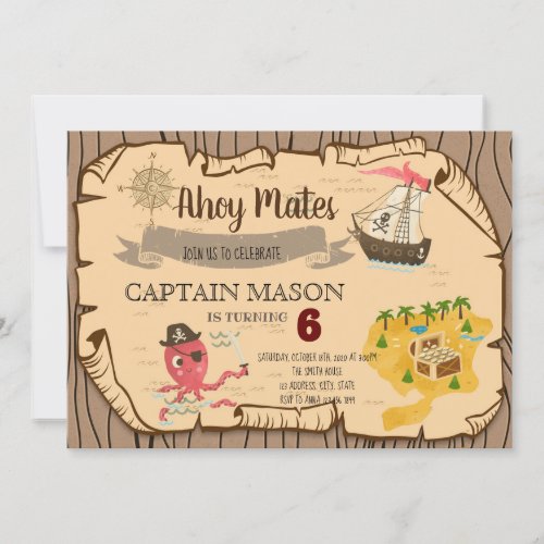 Cute treasure hunt party invitation