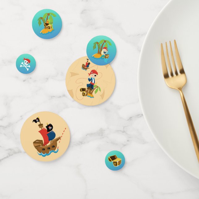 Cute Treasure Map Boy Pirate Birthday Party Confetti (Group)