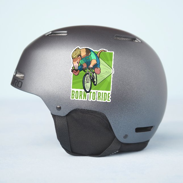 Cute Tree Anteater Born To Ride Cycling Cartoon Sticker (Helmet Side)