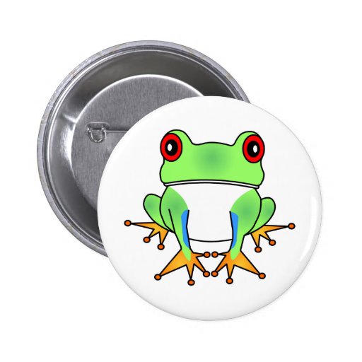 Cute Tree Frog Cartoon Button | Zazzle