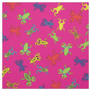 Cute Tree Frog Colorful Cartoon Kids Pink Girls Fabric