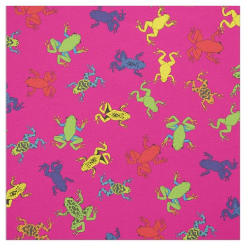 Cute Tree Frog Colorful Cartoon Kids Pink Girls Fabric