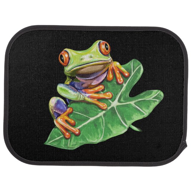 Cute Tree Frog on Black Car Floor Mat (Rear)