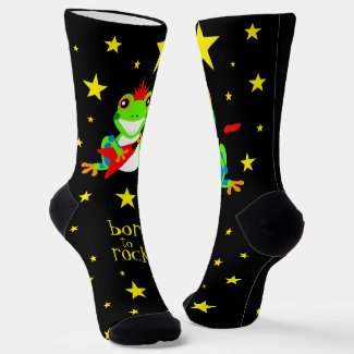 Cute Tree Frogs Rockin' Red Guitars