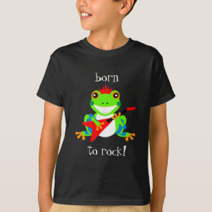 Cute Tree Frogs Rockin' Red Guitars T-Shirt