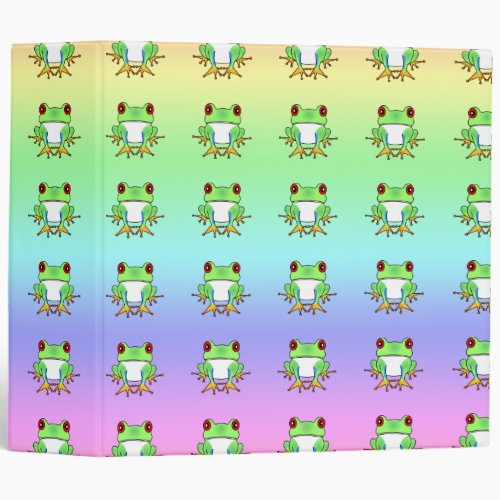 Cute Tree Frogs School  Photo Rainbow Binder