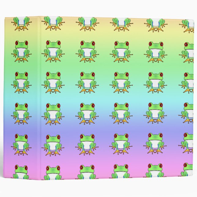 Cute Tree Frogs School / Photo Rainbow Binder (Front/Spine)