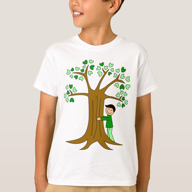 Cute Tree Hugger Design T-Shirt (Front)