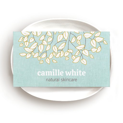 Customizable Whimsical Beauty Light Turquoise Linen Look Business Card