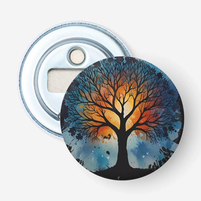 Cute Tree of Life Watercolour Bottle Opener (Front)