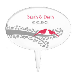 cute tree pink lovebirds personalized cake pick