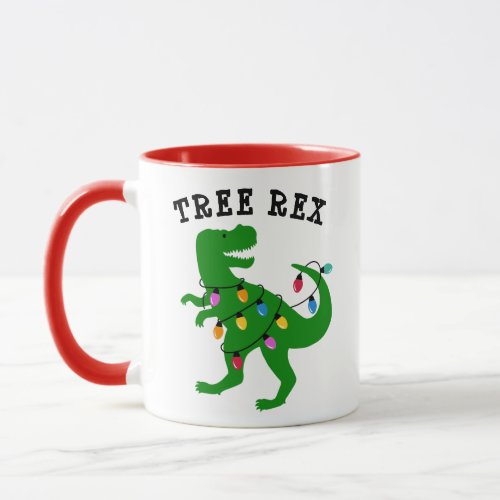 Cute Tree Rex Christmas Tree Dinosaur Holiday Mug