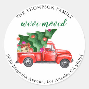 Cute Tree Truck We've Moved Holiday Moving Classic Round Sticker