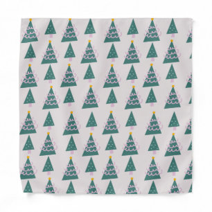 Cute Trees Doodles Pink Green Bandana