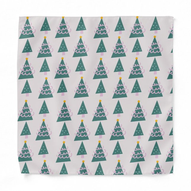 Cute Trees Doodles Pink Green               Bandana (Front)