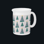 Cute Trees Doodles Pink Green    Beverage Pitcher<br><div class="desc">Christmas Tree Doodles Pattern</div>