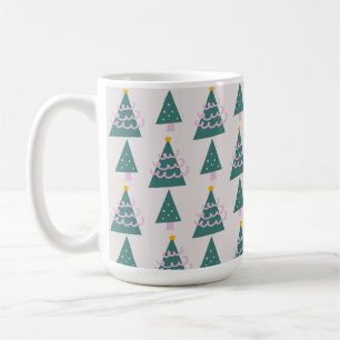 Cute Trees Doodles Pink Green Coffee Mug