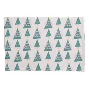 Cute Trees Doodles Pink Green Pillow Case