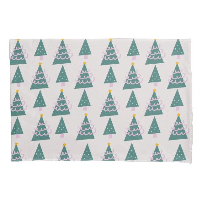 Cute Trees Doodles Pink Green           Pillow Case (Front)