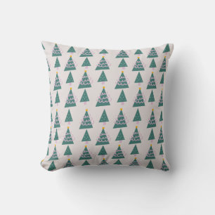 Cute Trees Doodles Pink Green            Throw Pillow