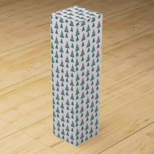 Cute Trees Doodles Pink Green             Wine Box