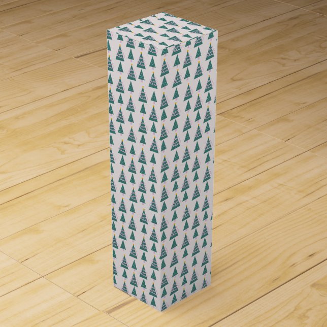 Cute Trees Doodles Pink Green             Wine Box (Front)