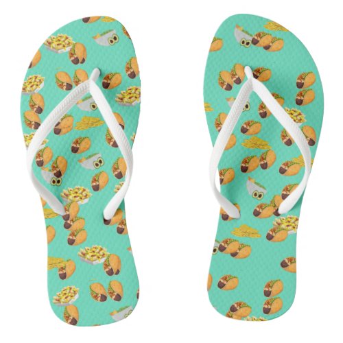 Cute Trendy Avocado Taco Mexican Food Flip Flops