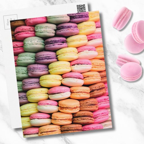 Cute Trendy Bakery Colorful French Macaron Cookie Postcard