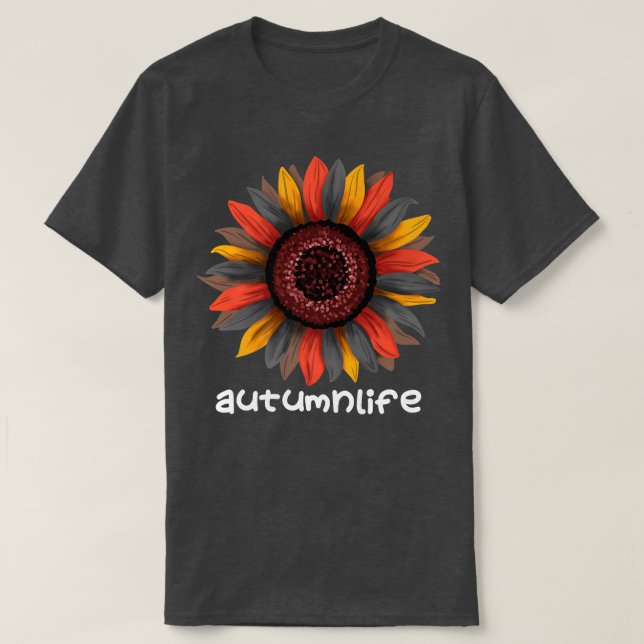 Cute Trendy Beautiful Autumn Fall Season Sunflower T-Shirt (Design Front)