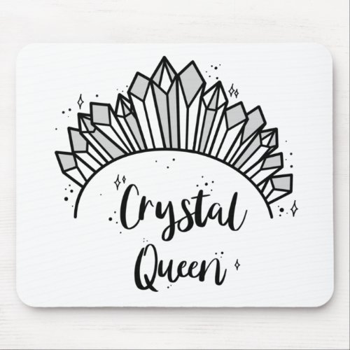 Cute Trendy Black White Gems Crystal Queen Crown Mouse Pad