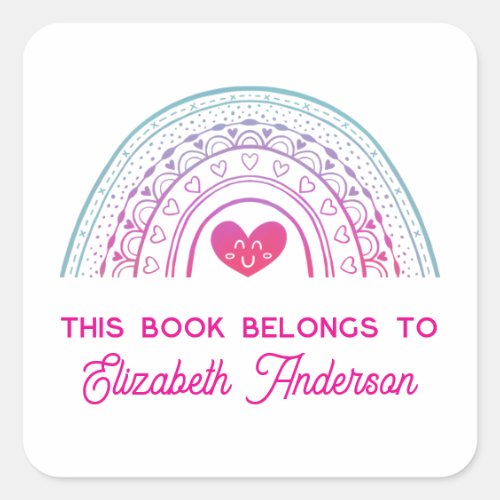 Cute Trendy Boho Rainbow Kids Bookplate