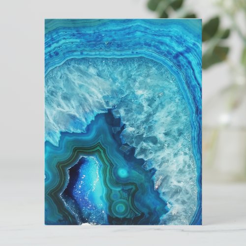 Cute Trendy Bright Blue Turquoise Crystal Geode Postcard