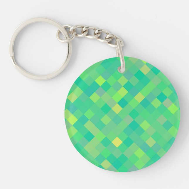 CUTE Trendy Bright Multi-Color Square Pattern Keychain (Front)