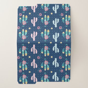 Cute, Trendy, Chic & Stylish Floral Cactus Pattern File Folder | Zazzle