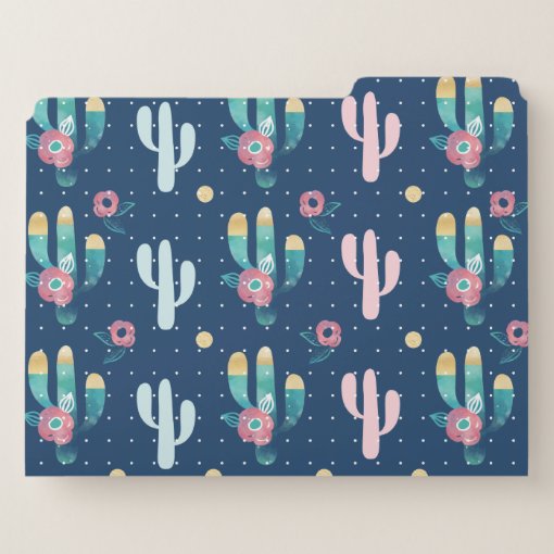 Cute, Trendy, Chic & Stylish Floral Cactus Pattern File Folder | Zazzle