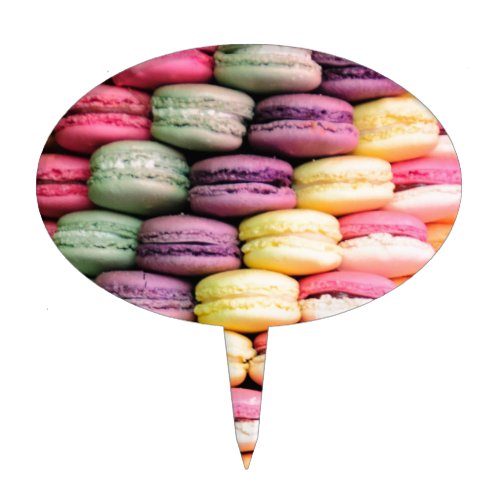 Cute Trendy Colorful French Macaron Cookie Baking Cake Topper