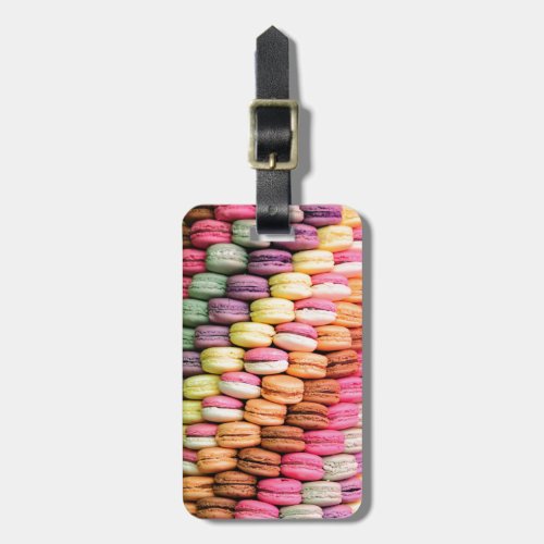 Cute Trendy Colorful French Macaron Cookie Baking Luggage Tag