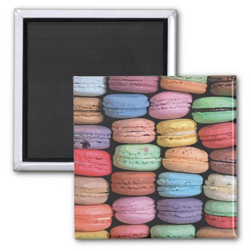 Cute Trendy Colorful French Macaron Cookie Pattern Magnet