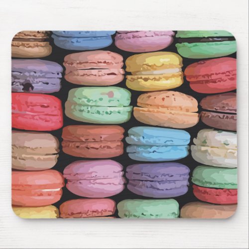 Cute Trendy Colorful French Macaron Cookie Pattern Mouse Pad