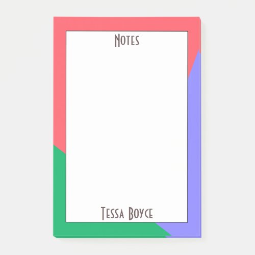 Cute Trendy Coral Purple Green Monogrammed Post_it Notes