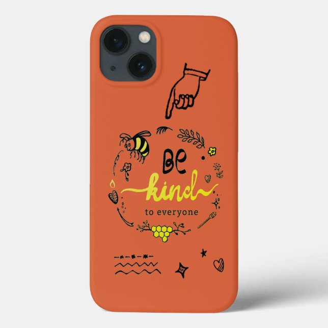 Cute Trendy Doodles Black Gold Bee Orange Case-Mate iPhone Case (Back)